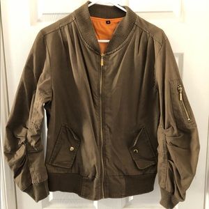 Olive Green Bomber Jacket Orange Lining